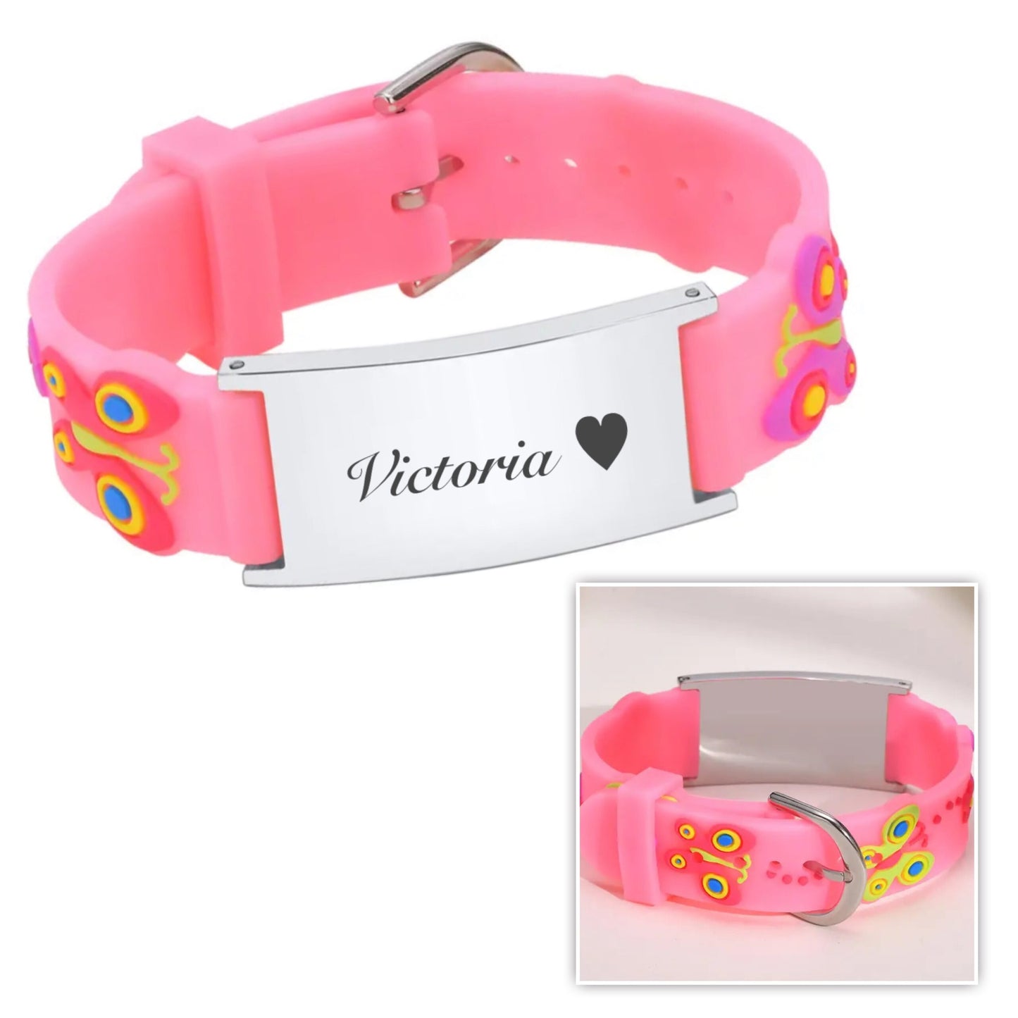 Гравирана детска гривна със силиконова каишка и име подарък