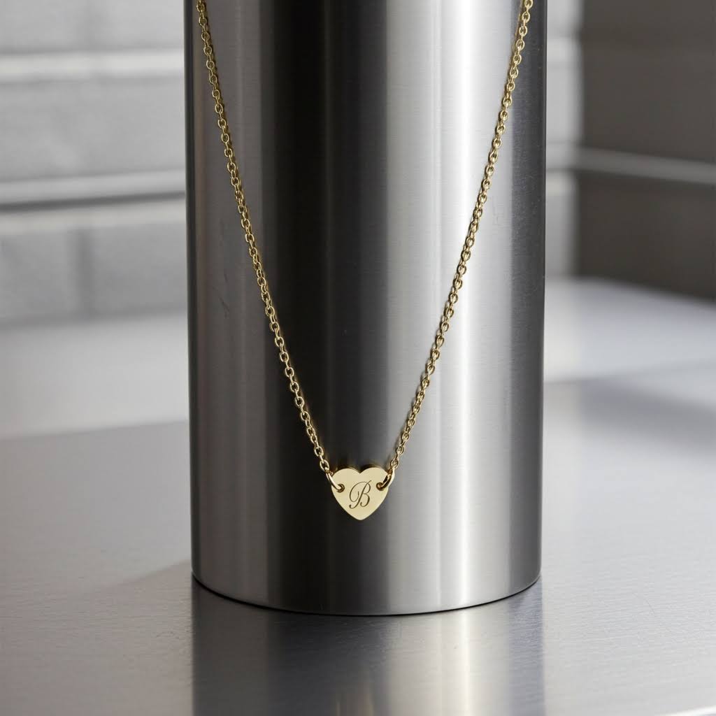 колие с гравирано сърце с буква подарък