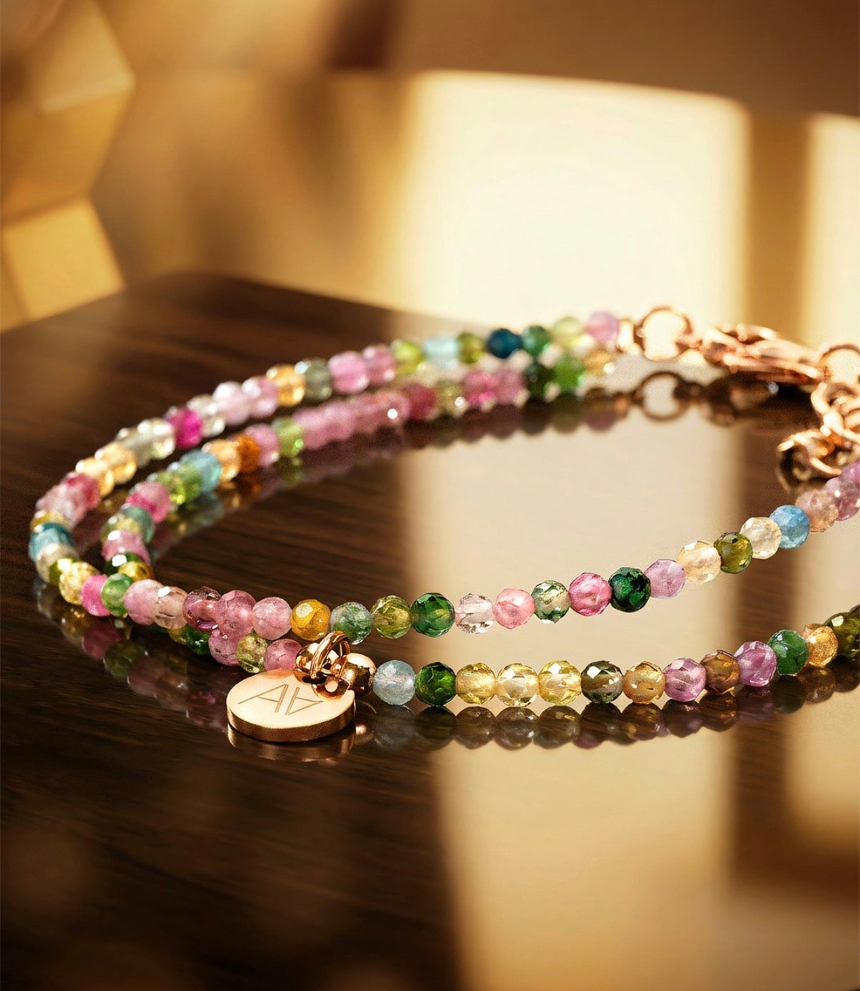 Двойна гривна с многоцветен турмалин подарък