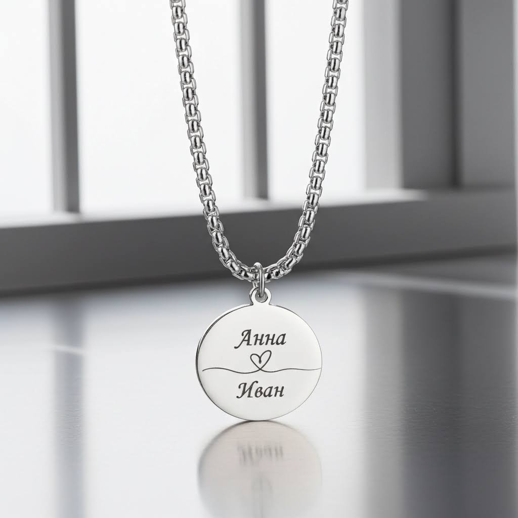 колие с две гравирани имена и безкрайност подарък