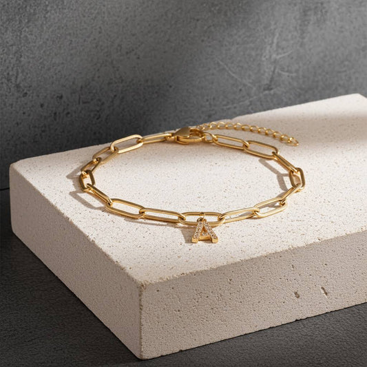 гривна с буква А с цирконии подарък