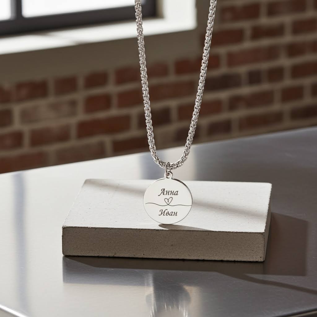 колие с две гравирани имена и безкрайност подарък