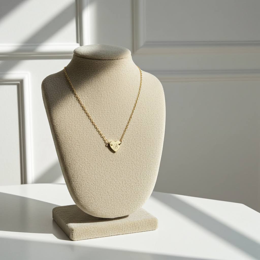 колие с гравирано сърце с буква подарък