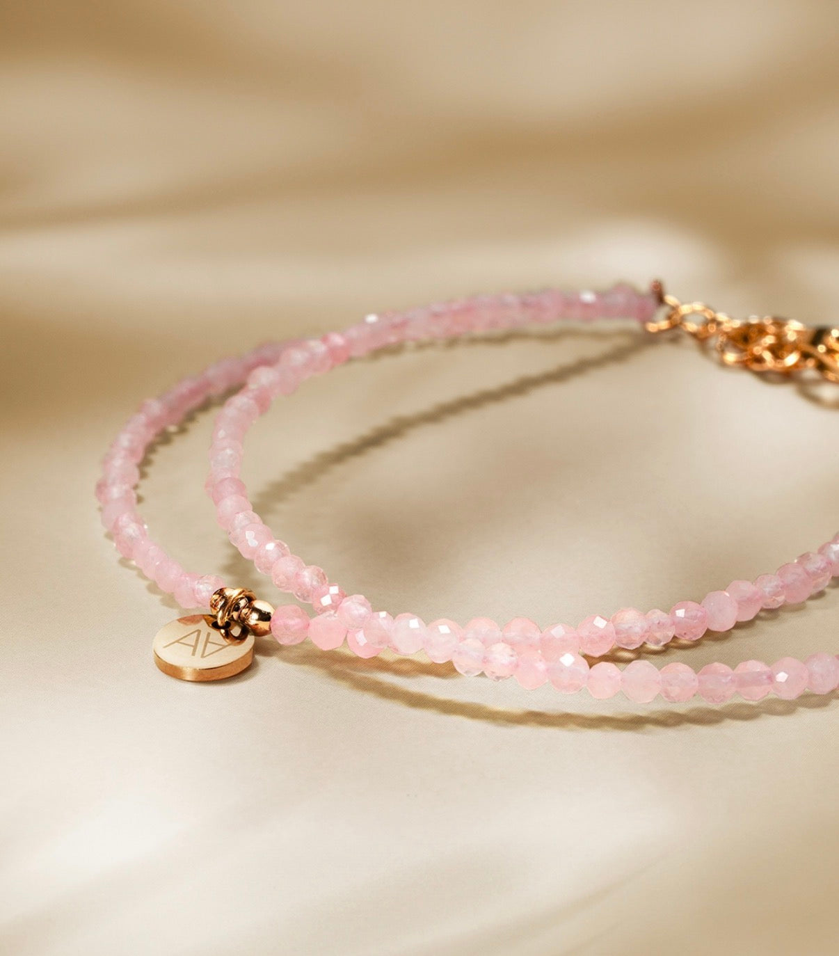Двойна гривна с розов кварц подарък